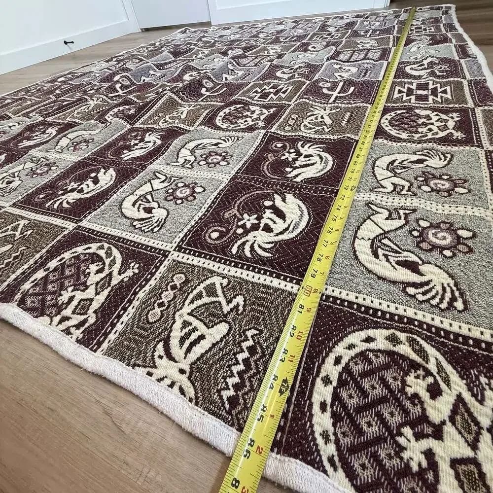 Vintage Southwestern Kokopelli Woven Tapestry Blanket Native American Afghan